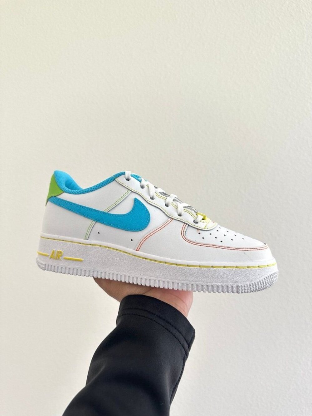 6Y | FITS 7.5 WOMEN'S NIKE AIR FORCE ONE AF1 WHITE BLUE SNEAKERS FJ4614-100